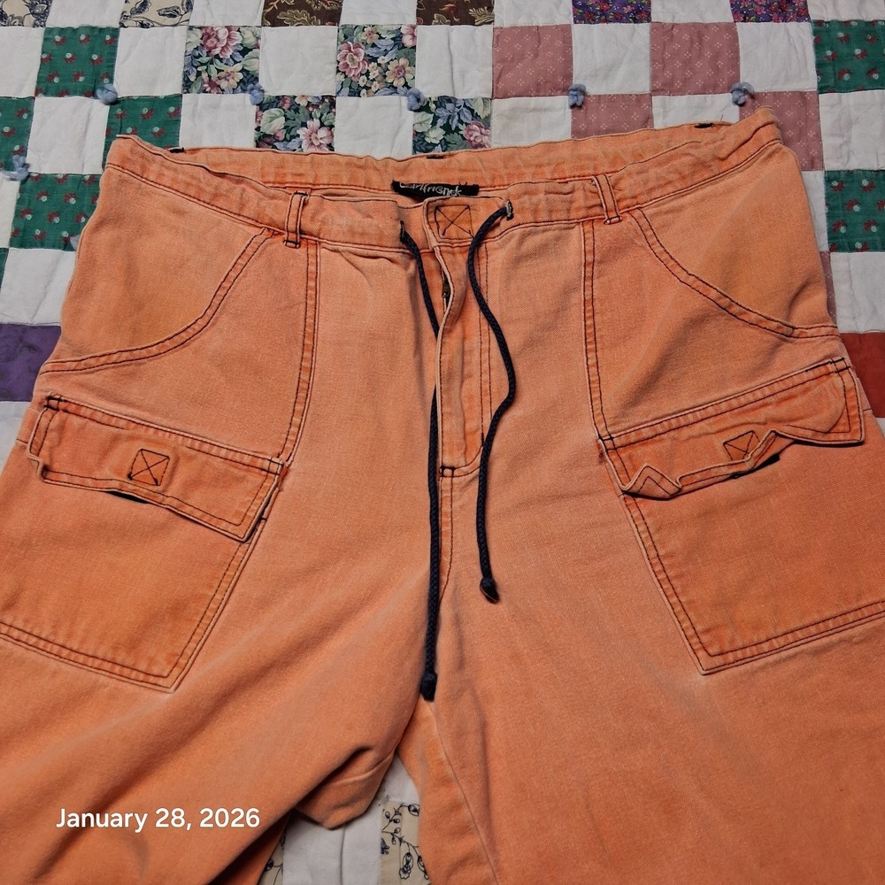 Vintage Girlfriends Extra Long Cargo Shorts Peach Orange Size 15 Y2K Streetwear - Picture 3 of 13